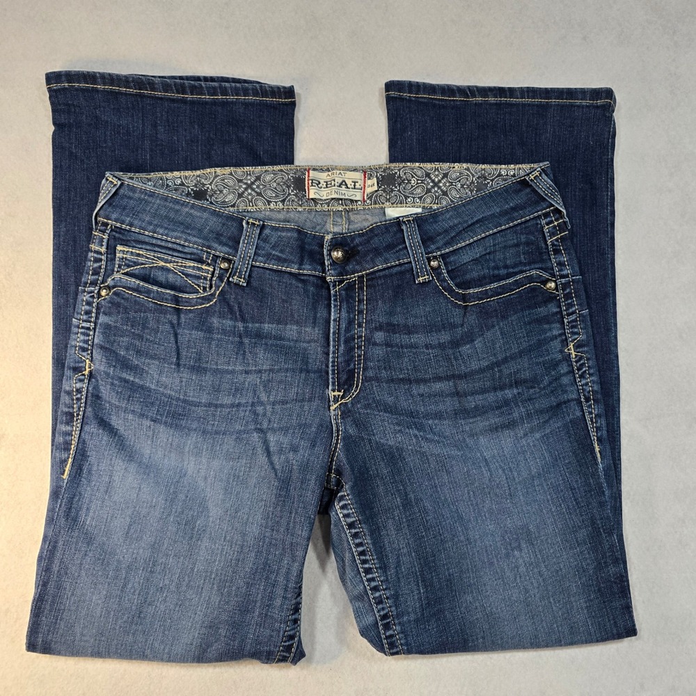 Ariat REAL Denim Womens 34R Mid Rise Bootcut Jeans‎ Dark Wash 10011683
